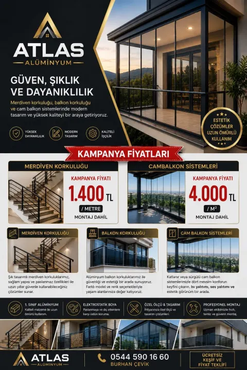 alüminyum korkuluk cam balkon